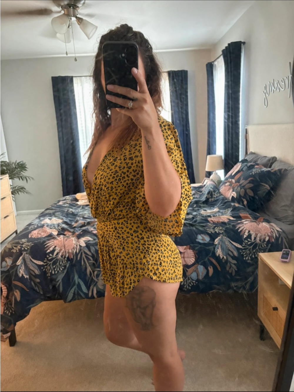 Audrey 3+1 Leopard Print Bell Sleeve Romper - Size S (Excellent Condition)